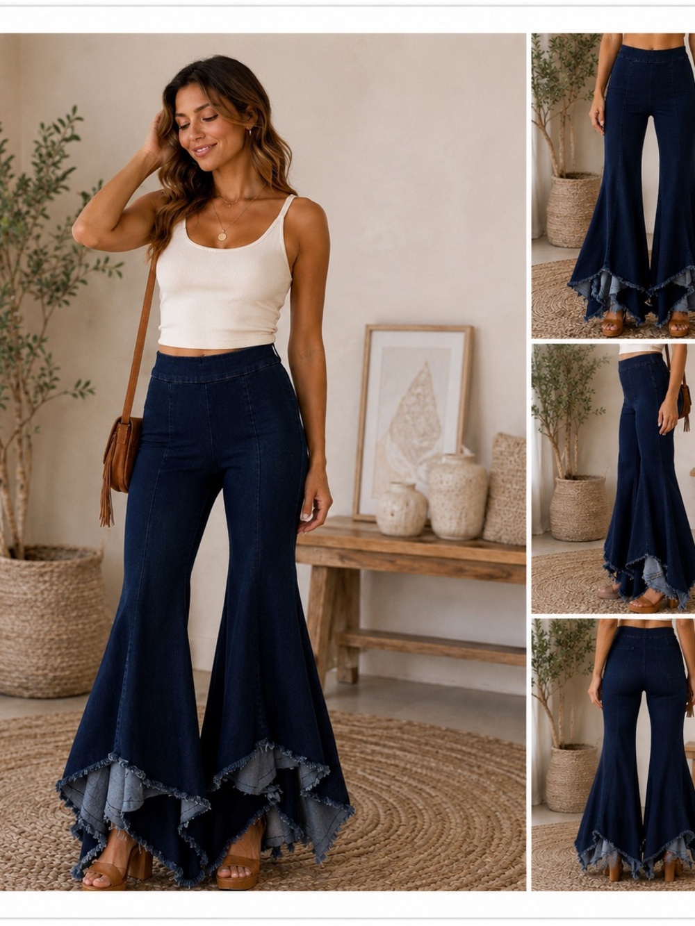 Judy Blue Hi Lo Super Flare Jeans Raw Hem Handkerchief Bell Bottom Size 0